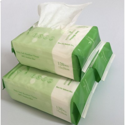 PANDA LELE  Disposable bamboo dry baby wipes unscented wet wipes for hands and face Tissue Lowest Price China Factory