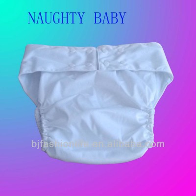 White PUL adult cloth diapers with 4 layers big size microfiber insert